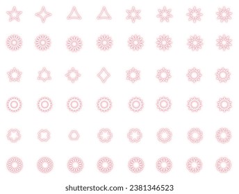 Set Of Pink Neon Star. Double Star. Square Star. Neon Star Design Element. Vector Illustration