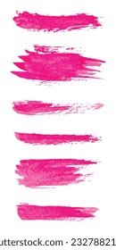 Set of pink paint brush. Ink stroke brush. Vector illustration isolated on white