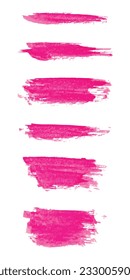 Set of pink paint brush. Ink stroke brush. Vector illustration isolated on white