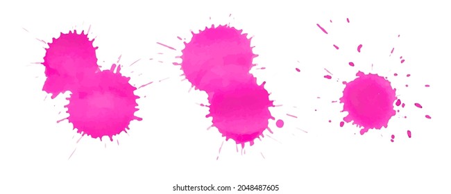 Juego de manchas de pintura rosa, gradiente de manchas de salpicadura, ilustración vectorial
