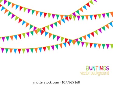 Set of pink patchwork textile bunting flags.Vector bunting background with space for text