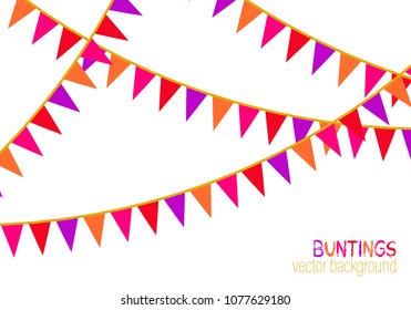 Set of pink patchwork textile bunting flags.Vector bunting background with space for text