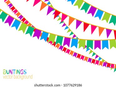 Set of pink patchwork textile bunting flags.Vector bunting background with space for text