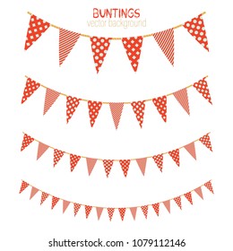 Set of pink patchwork textile bunting flags.Vector bunting background with space for text