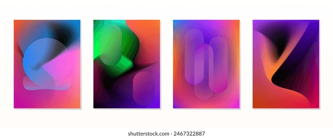 SET PINK PURPLE BLUE ORANGE GRADIENT LIQUID COLOR. POSTER BACKGORUND DESIGN VECTOR TEMPLATE GOOD FOR POSTER, WALLPAPER, COVER, FRAME, FLYER, SOCIAL MEDIA, GREETING CARD