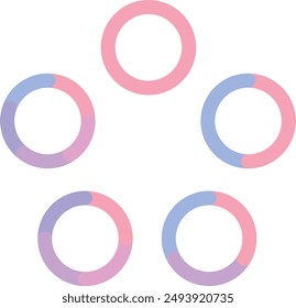 Set of pink and purple circular flowcharts