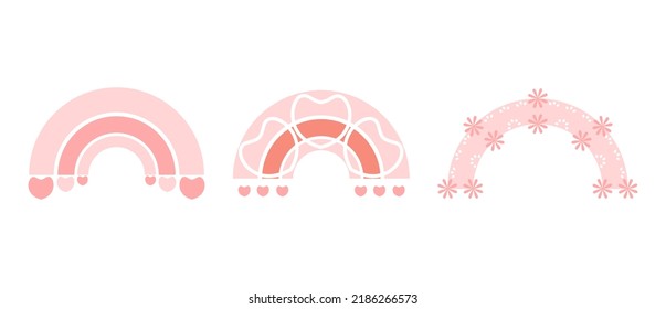 Conjunto de arcos rosados aislados en ilustración vectorial de fondo blanco.