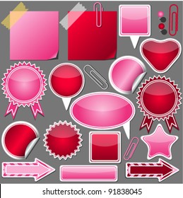 set of pink and red elements