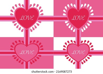Conjunto de diseño de marco de forma de corazón suave rosa y rojo. Elementos para el diseño del festival del día de San Valentín, celebración, boda, etc.