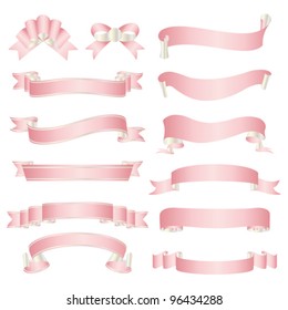 set of pink ribbon