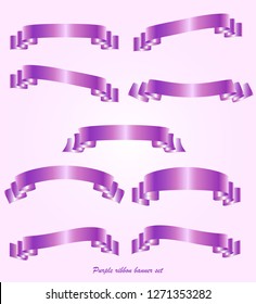 Set of pink ribbon banner collection