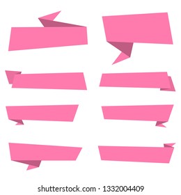 set of pink ribbon banner icon,flat ribbon icon style,ribbon vector banner, on white background