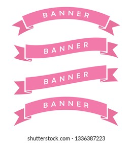 set of pink ribbon banner icon,glyph  ribbon icon,style,ribbon vector banner, on white background