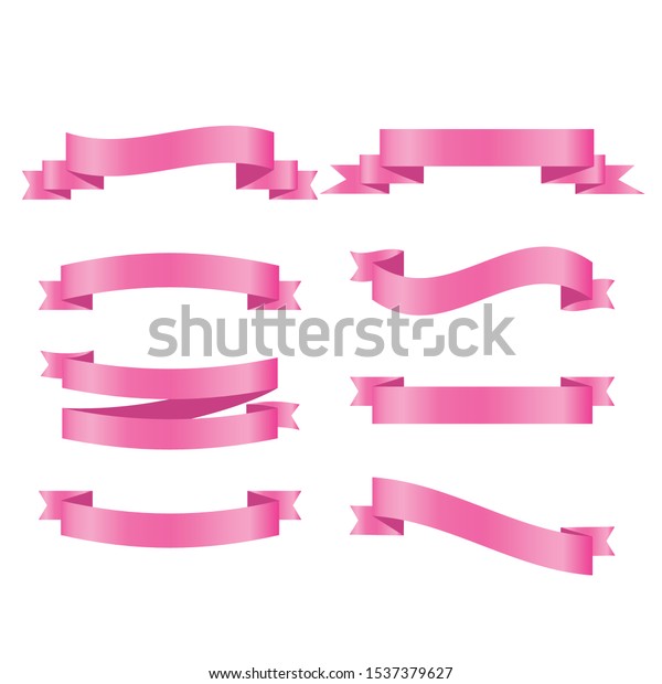 Set Pink Ribbon Banners Collection Scroll Stock Vector (Royalty Free ...