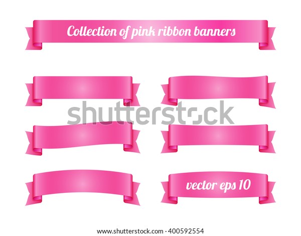 Conjunto de banners de cinta rosa vector de stock libre de regalías Shutterstock