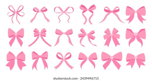 Set of pink ribbon bows