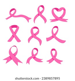 Set of Pink Ribbon for Charity Illustration