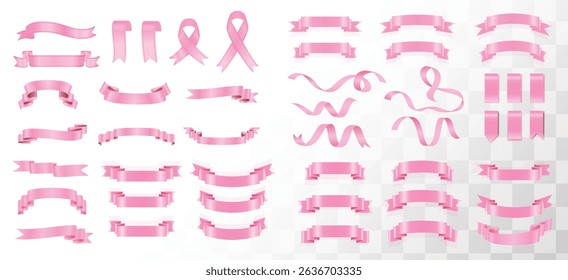 Set of Pink ribbon template. Banners Vector . Vector set ribbons. ribbon elements. tape vector icon set on white background, Pink ribbon flat banners set Vector, Promotion, banner, tag and Label. 