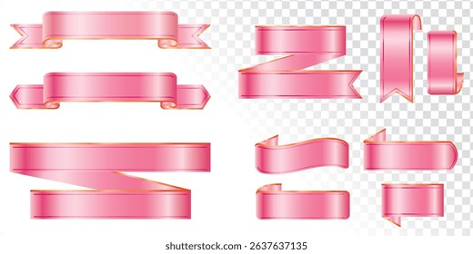 Set of Pink ribbon template. Banners Vector . Vector set ribbons. ribbon elements. tape vector icon set on white background. Pink ribbon flat banners Vector, Big set of red gift bows with ribbons.