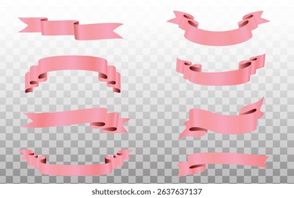 Set of Pink ribbon template. Banners Vector . Vector set ribbons. ribbon elements. tape vector icon set on white background. Pink ribbon flat banners Vector, Big set of red gift bows with ribbons.