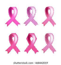 A set of pink ribbons against breast cancer. Pink Ribbon Breast Cancer.