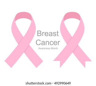 Set pink ribbons Breast Cancer. Women healthcare