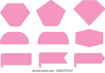 Set of pink ribbons and round stickers. Paper scrolls. Sticker and kids girl decoration for app and web, Pink ribbons, tags and stickers vector illustration, Promotion sale decoration satin style.