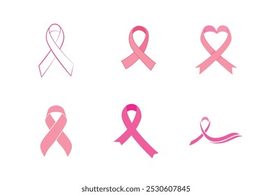 Conjunto de cintas rosas como signo de conciencia del cáncer de mama