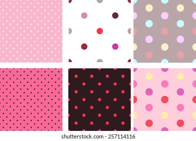A set of pink seamless texture with small circles