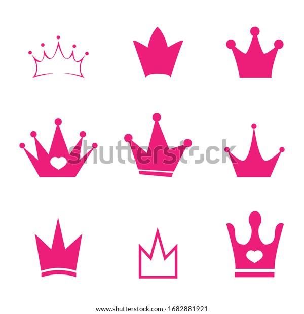 Set Pink Sign Crown Princess Design Stock Vector (Royalty Free ...