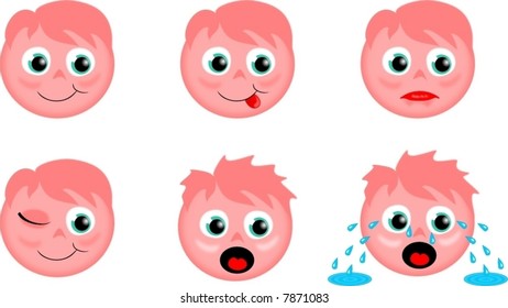 Set of pink smileys - vector.