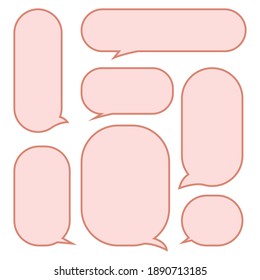 Set pink speech bubbles on a white background, vector speaking or talk bubble