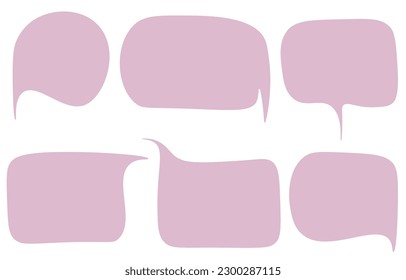 Set pink speech bubbles on white background. chat box or chat vector square and doodle message or communication icon Cloud speaking for comics and minimal message dialog