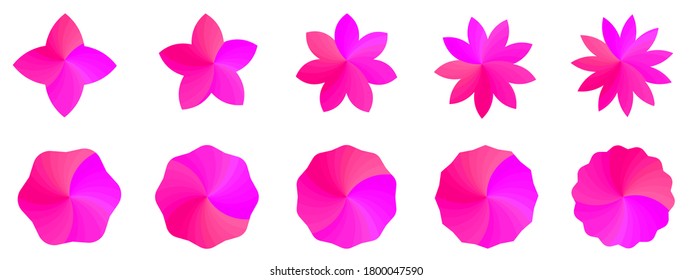 Set of Pink splash color, flower plants, speech bubble, icon shape, background texture, sticker promotion, badges promo, tag vector illustration art graphic design
