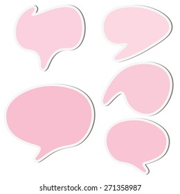 Set of pink sticker speech bubbles.