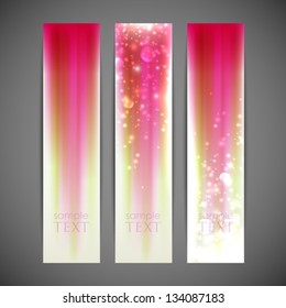 set of pink striped banners