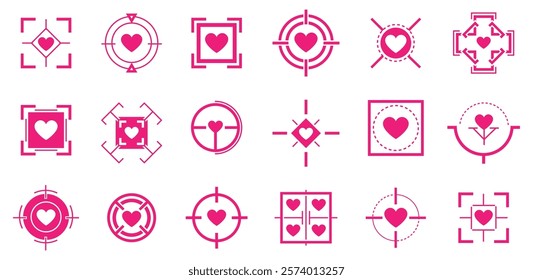 Set of pink target love or romantic aim in pink