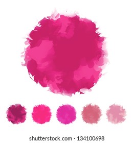 Set of pink tone water color round shape design for brush, textbox, design element, VECTOR EPS10