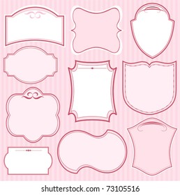 Set of pink vector frames and ornaments with text place. Perfect as invitation or announcement