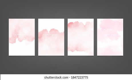 Set of pink vector watercolor backgrounds for poster, brochure or flyer, Bundle of watercolor posters, flyers or cards. Banner template.