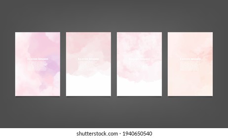 Set of pink vector watercolor backgrounds for poster, brochure or flyer, Bundle of watercolor posters, flyers or cards. Banner template.