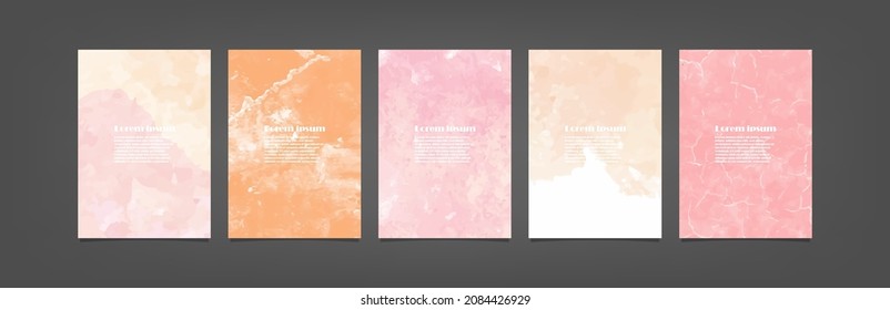 Set of pink vector watercolor backgrounds for poster, brochure or flyer, Bundle of watercolor posters, flyers or cards. Banner template.
