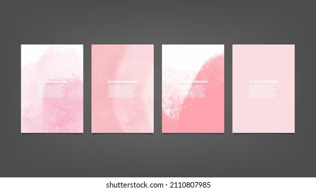 Conjunto de fondos de acuarela de vector rosa para afiches, folletos o volantes, Conjunto de afiches de acuarela, volantes o tarjetas. Plantilla de banner.