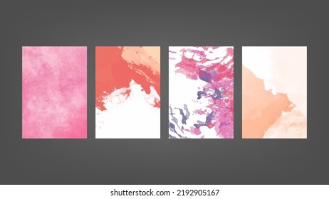 Set of pink vector watercolor backgrounds for poster, brochure or flyer, Bundle of watercolor posters, flyers or cards. Banner template.