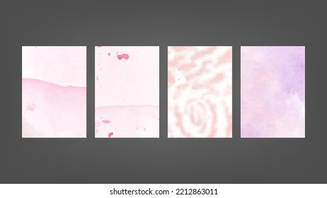 Set of pink vector watercolor backgrounds for poster, brochure or flyer, Bundle of watercolor posters, flyers or cards. Banner template.