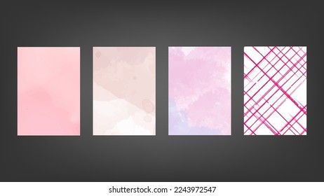Conjunto de fondos de acuarela de vector rosa para afiches, folletos o volantes, Conjunto de afiches de acuarela, volantes o tarjetas. Plantilla de banner.