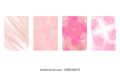 Set of pink vector watercolor backgrounds for poster, brochure or flyer, Bundle of watercolor posters, flyers or cards. Banner template.