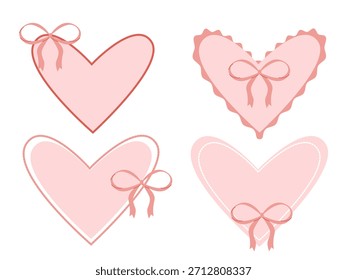 Conjunto de marcos de corazón vintage rosa con arcos