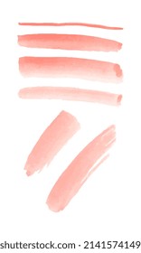 Set of pink watercolor brushes. Paint spots on a white background. Vector graphics