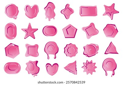 Set of pink wax seal stamp for Valentine Day letter 